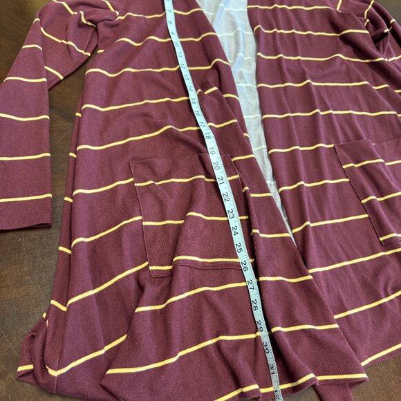 LuLaRoe Caroline Cardigan Maroon and Gold stripe Harry Potter Gryffindor size L - Picture 6 of 12